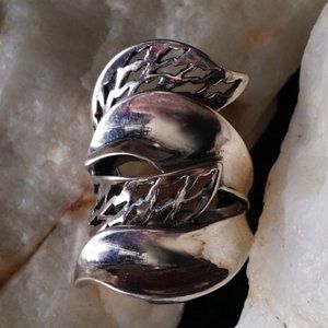 Solid Sterling Silver 925 Ring Statement PIXI Designer Contemporary Jewelry
